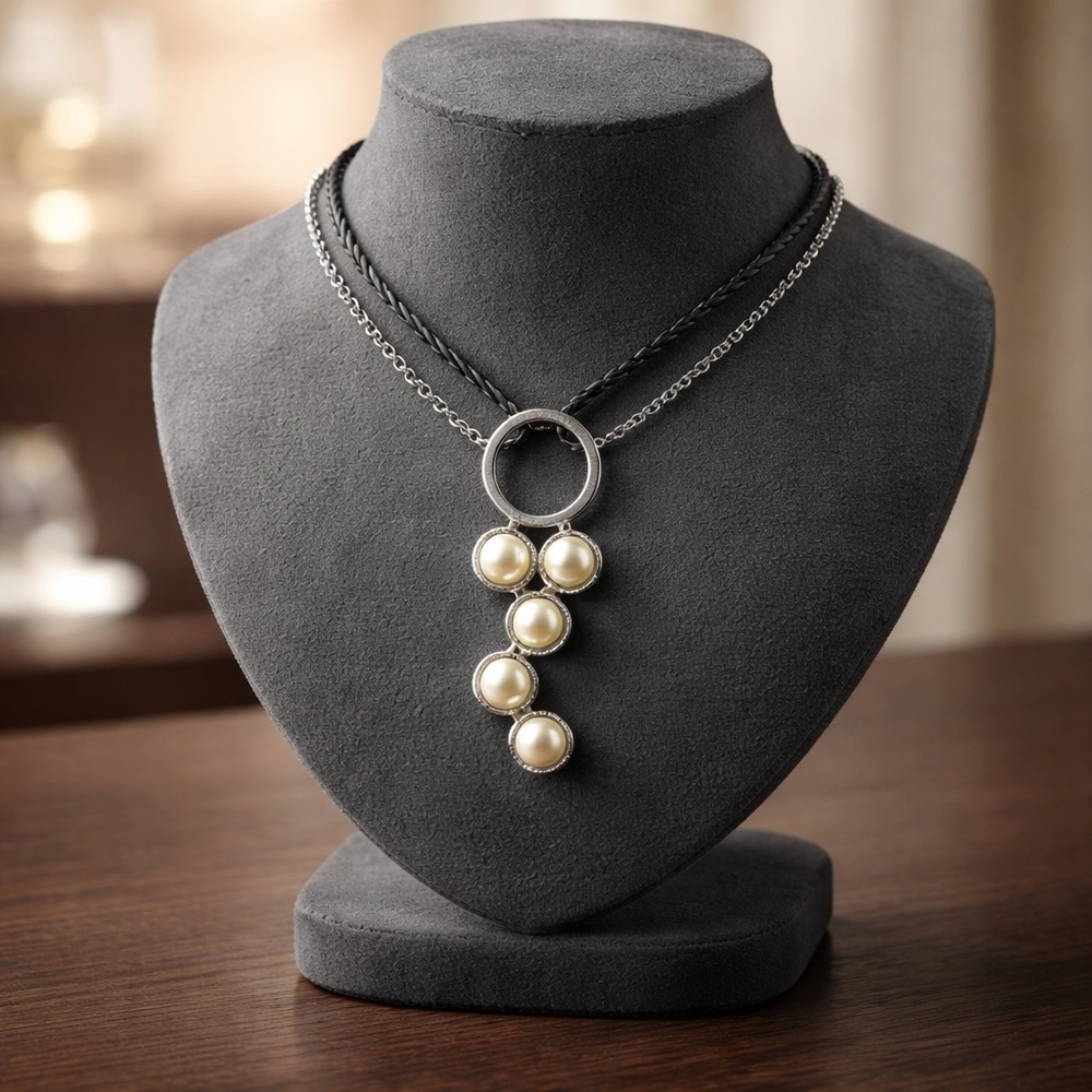 Faux Pearl Swirl Necklace